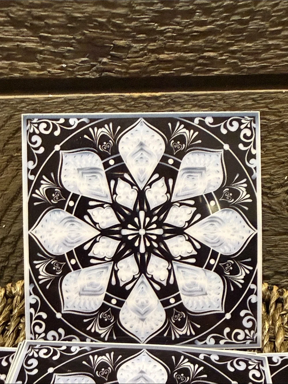 Set of 15 Black & White Mandala Decorative Tiles Peel & Stick Art Decals 4